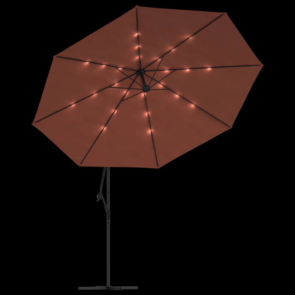 vidaXL Cantilever Umbrella with LED Lights Terracotta 350 cm