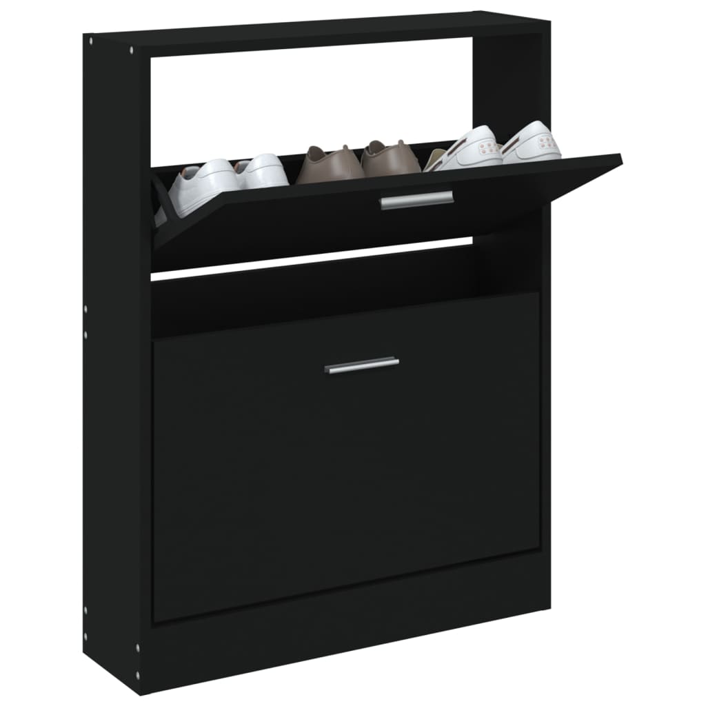 vidaXL Shoe Cabinet Black 59x17x81 cm Engineered Wood