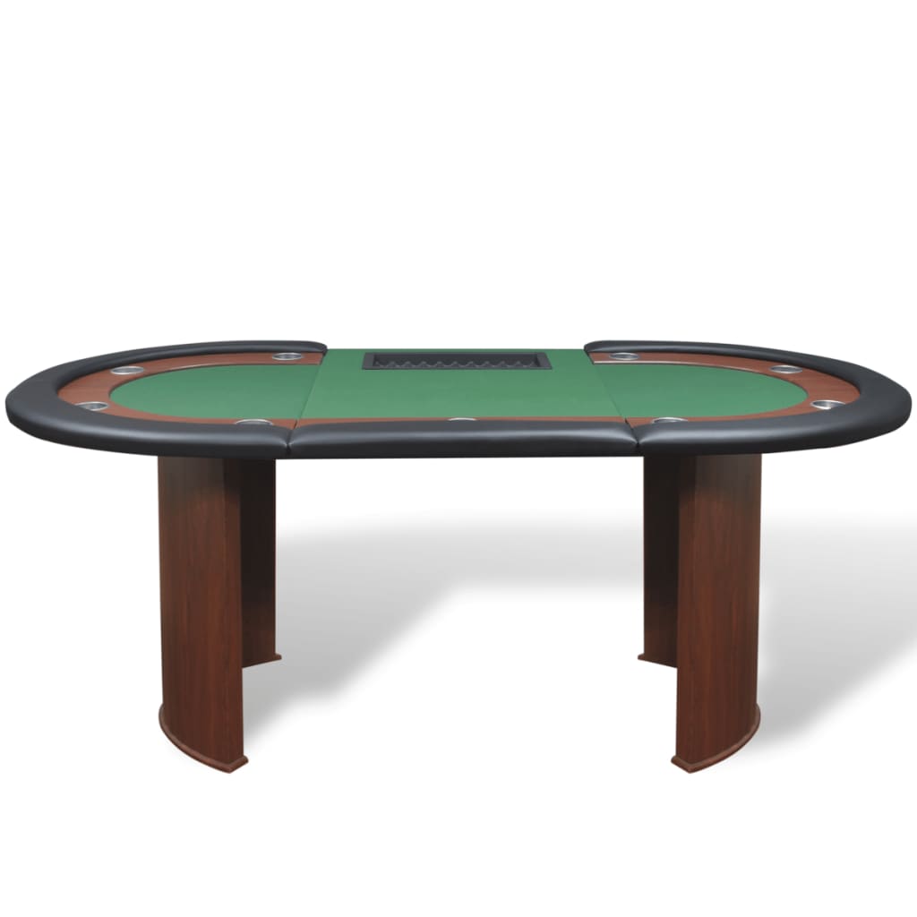 vidaXL 10-Player Poker Table with Dealer Area and Chip Tray Green