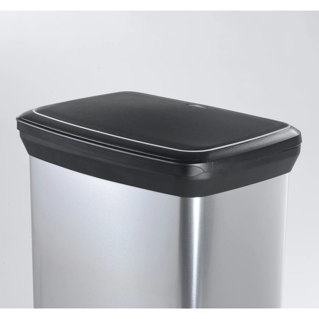 Curver Resin Deco Bin 50 Liter Perfect for Household Use Indoor for Garbage  Disposal, Black/Silver