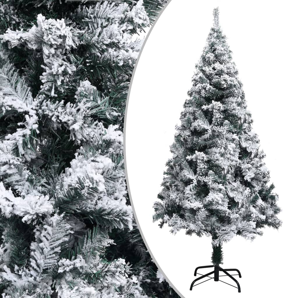 vidaXL Artificial Pre-lit Christmas Tree with Flocked Snow Green 150 cm
