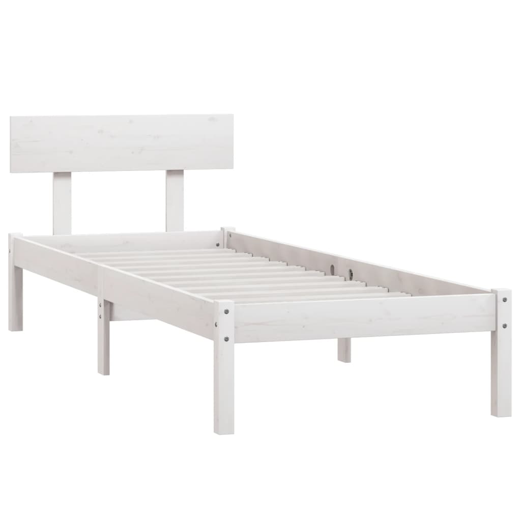 vidaXL Bed Frame White Solid Wood Pine 90x200 cm