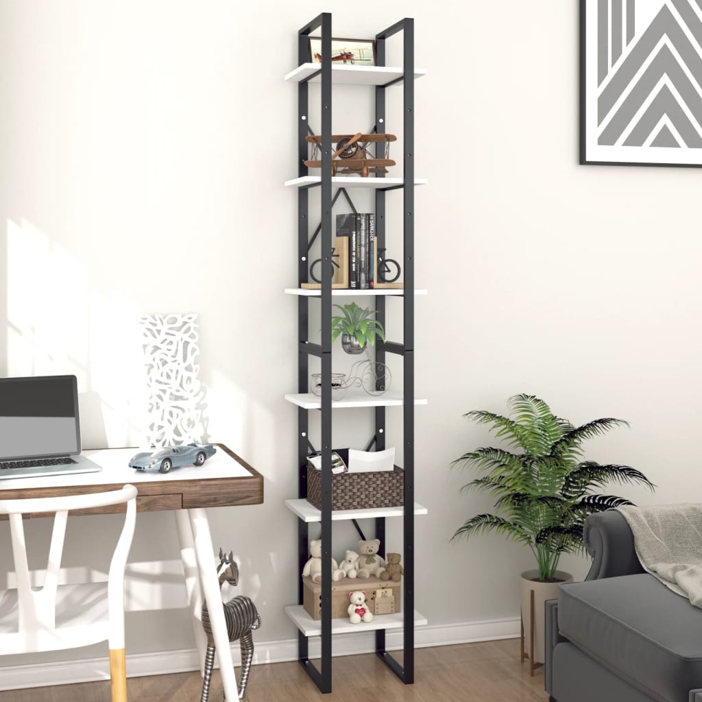 vidaXL 6-Tier Book Cabinet White 40x30x210 cm Engineered Wood