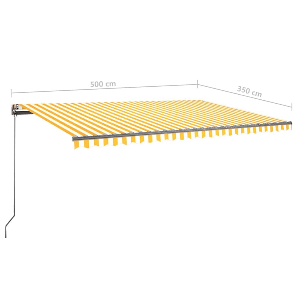 vidaXL Freestanding Manual Retractable Awning 500x350 cm Yellow/White