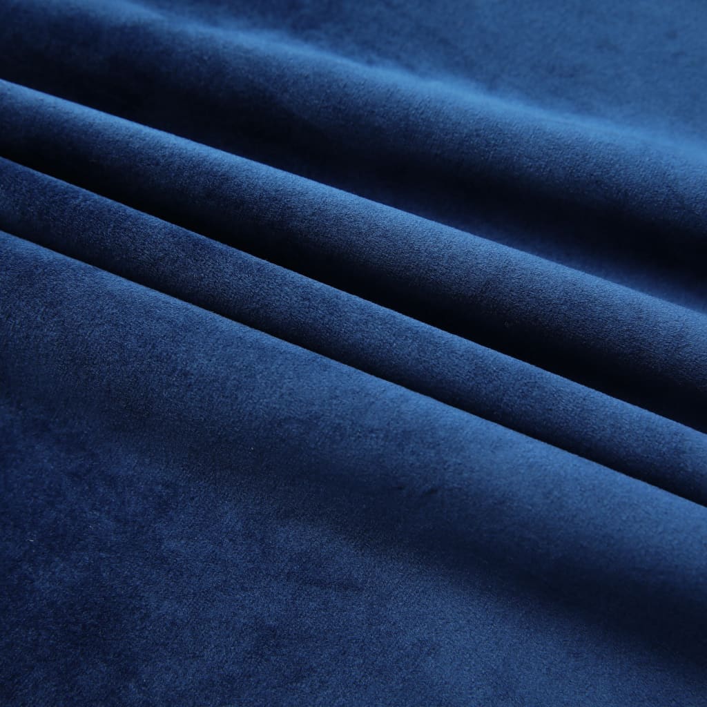 vidaXL Blackout Curtains 2 pcs with Hooks Velvet Dark Blue 140x175 cm