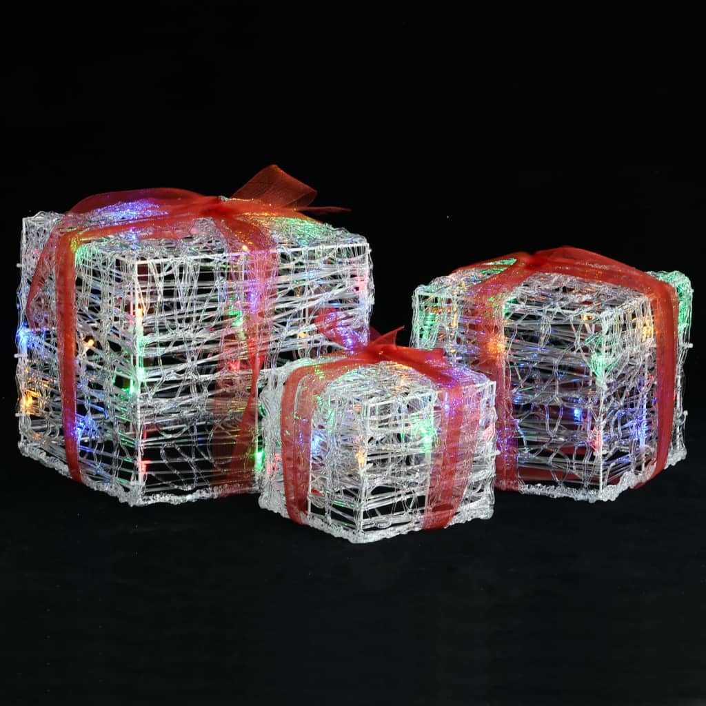vidaXL Decorative Acrylic Christmas Gift Boxes 3 pcs Colourful