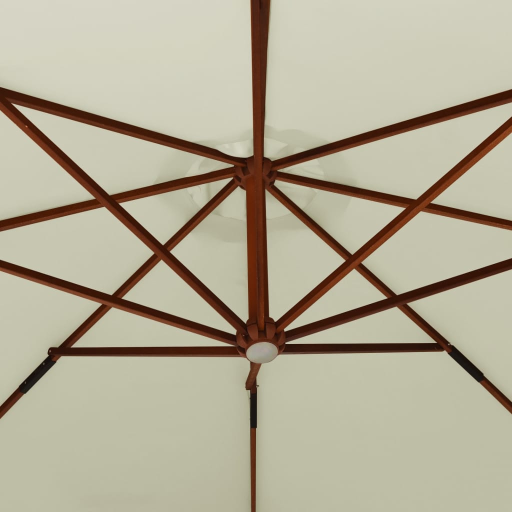 vidaXL Hanging Parasol with Wooden Pole 350 cm Taupe