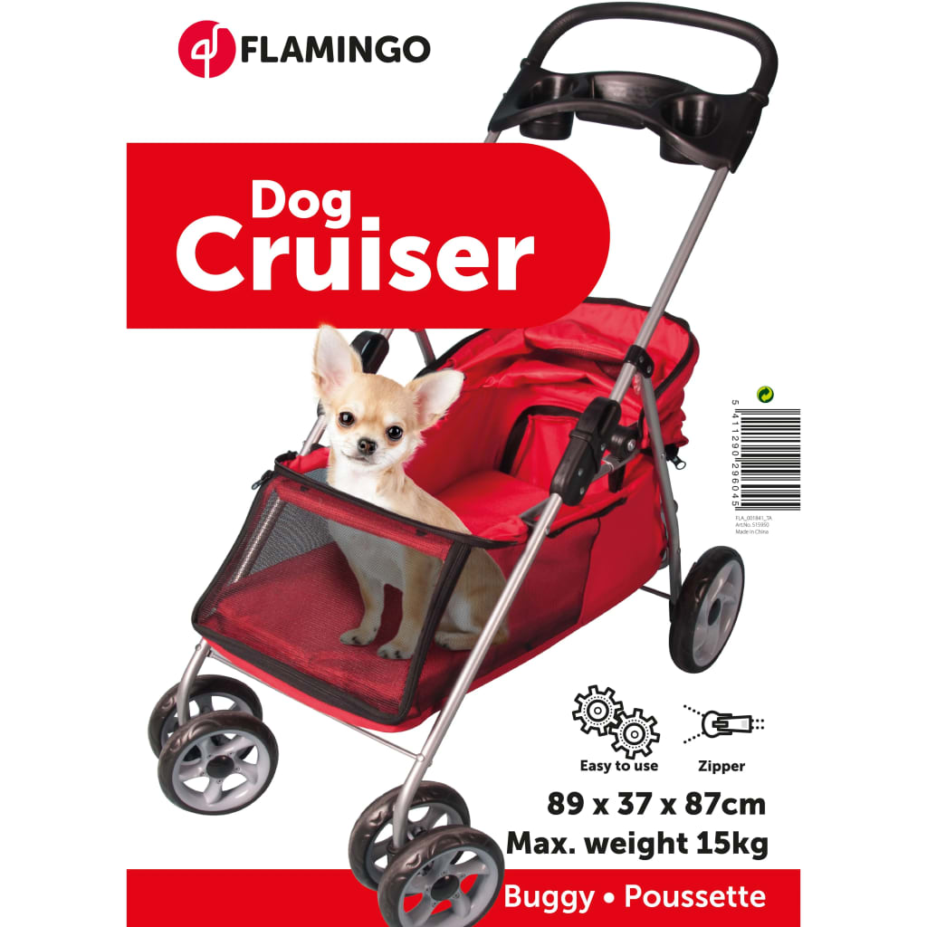 FLAMINGO Dog Buggy Red 89x37x87 cm