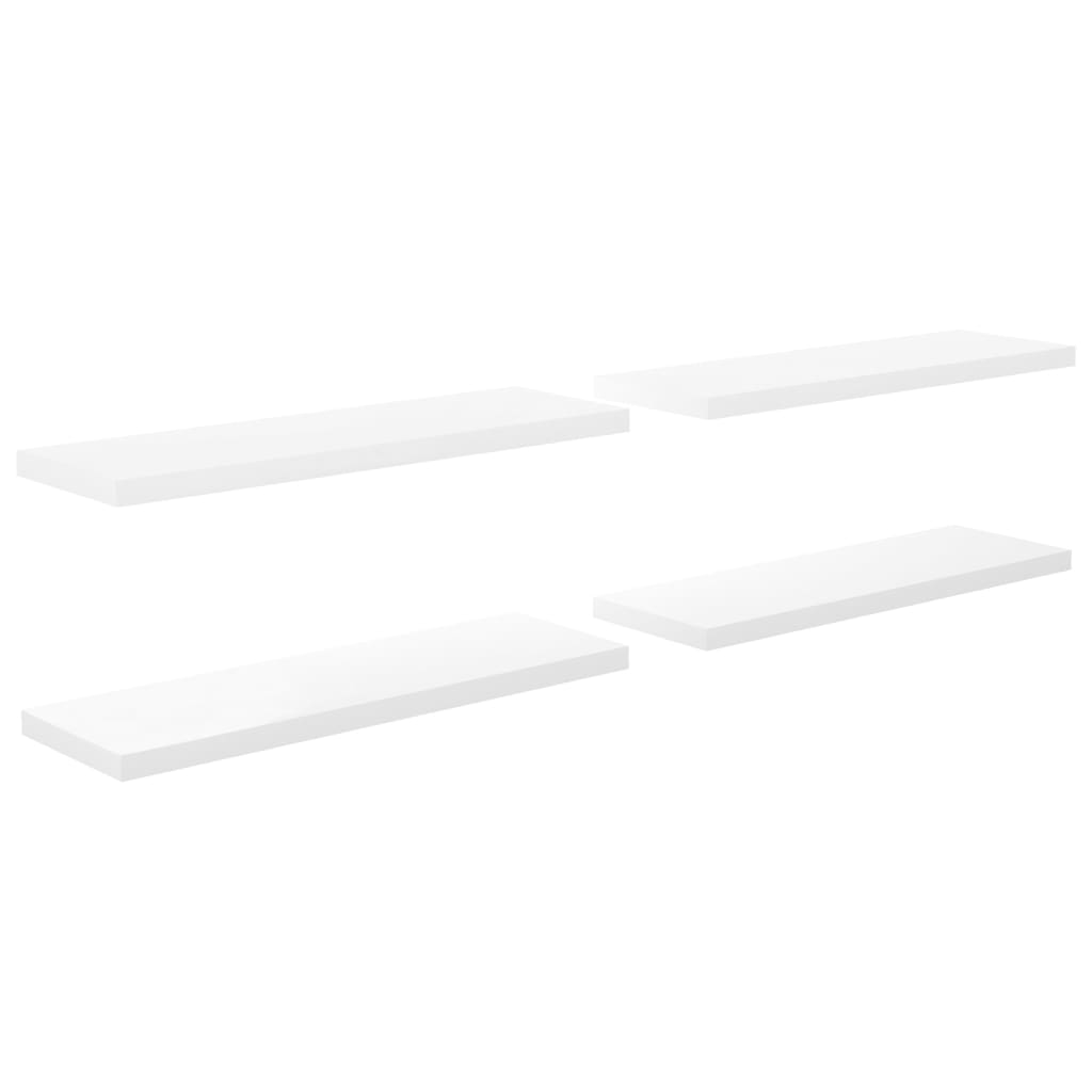 vidaXL Floating Wall Shelves 4 pcs High Gloss White 120x23.5x3.8 cm MDF