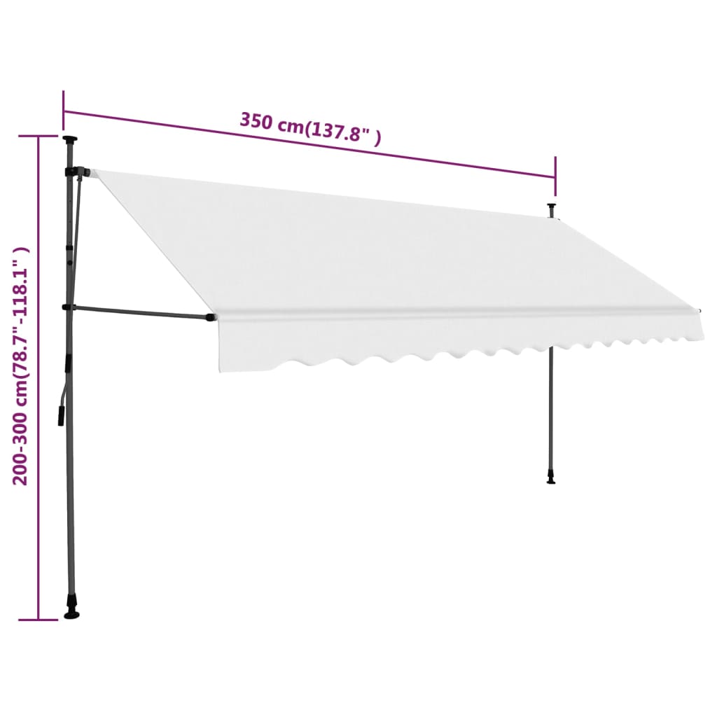 vidaXL Manual Retractable Awning with LED 350 cm Cream