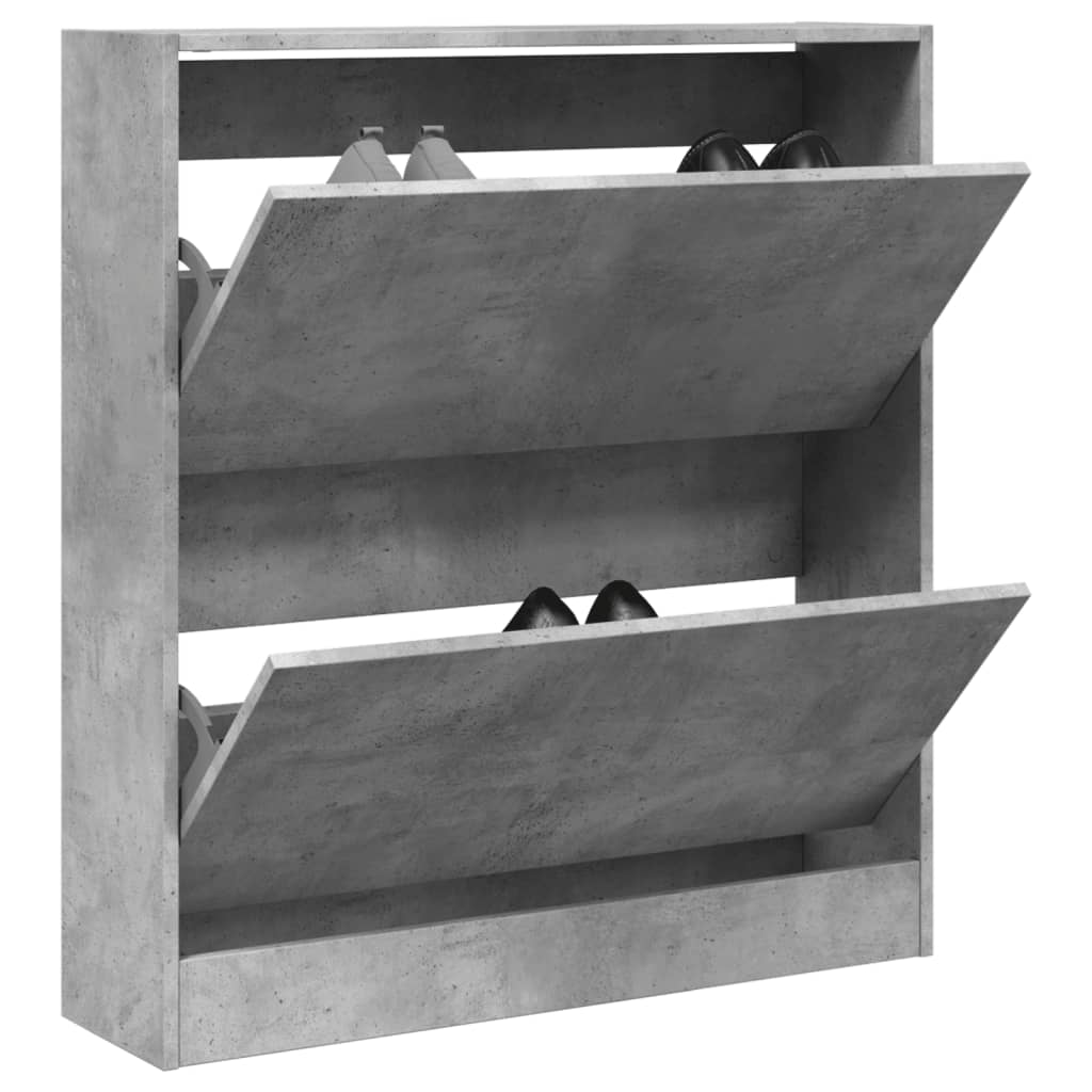 vidaXL Shoe Cabinet Concrete Grey 80x21x87.5 cm Engineered Wood