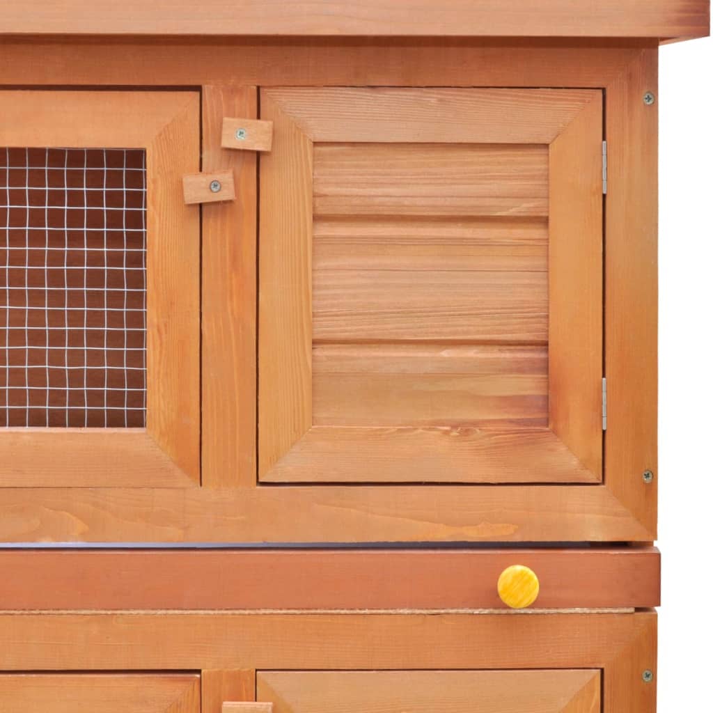 vidaXL Outdoor Rabbit Hutch Small Animal House Pet Cage 4 Doors Wood