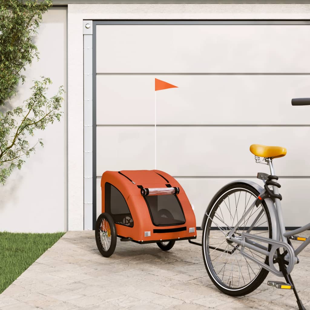 vidaXL Pet Bike Trailer Orange Oxford Fabric and Iron