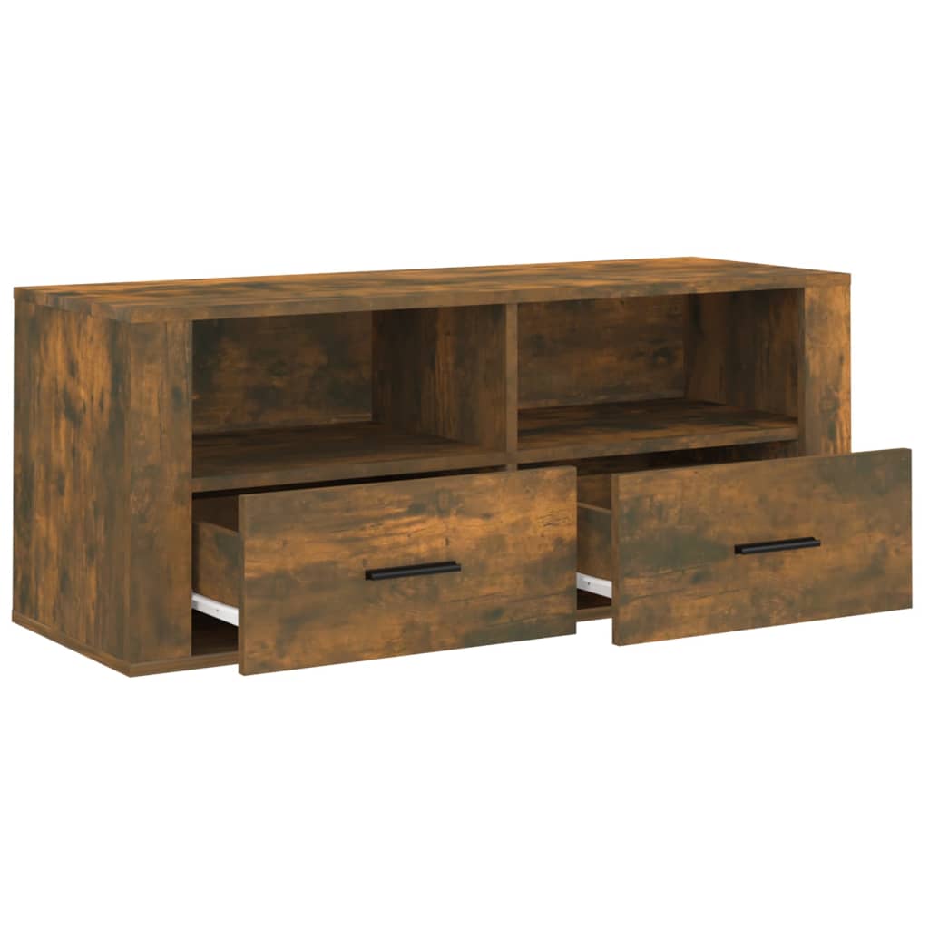 vidaXL TV Cabinet Smoked Oak 100x35x40 cm Engineered Wood