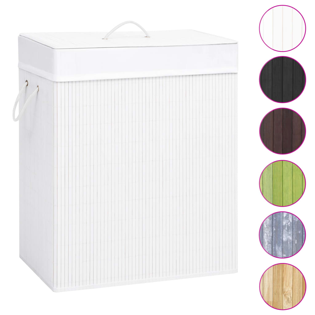 vidaXL Bamboo Laundry Basket White 100 L