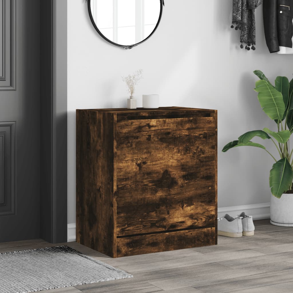 vidaXL Shoe Cabinet Smoked Oak 60x42x69 cm Engineered Wood