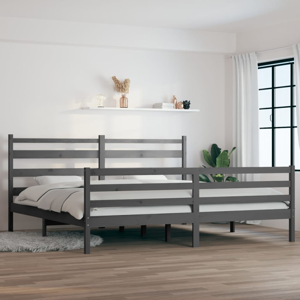 vidaXL Bed Frame Solid Wood Pine 200x200 cm Grey