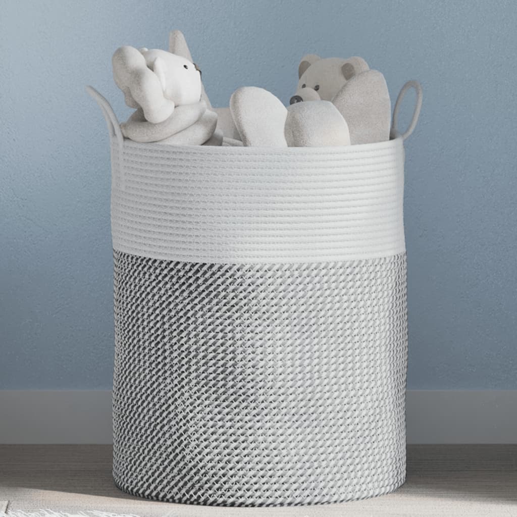 vidaXL Storage Basket Grey and White Ø38x46 cm Cotton