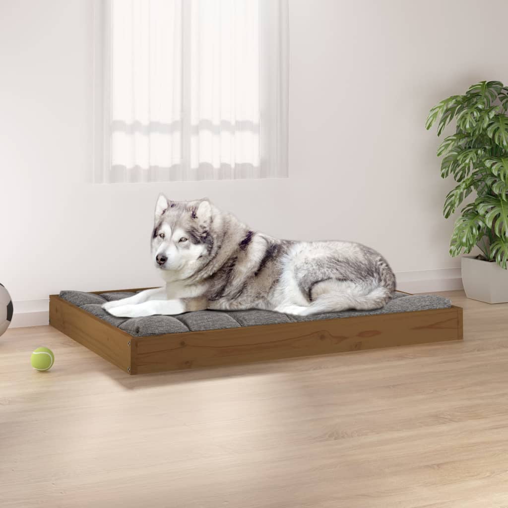 vidaXL Dog Bed Honey Brown 101.5x74x9 cm Solid Wood Pine