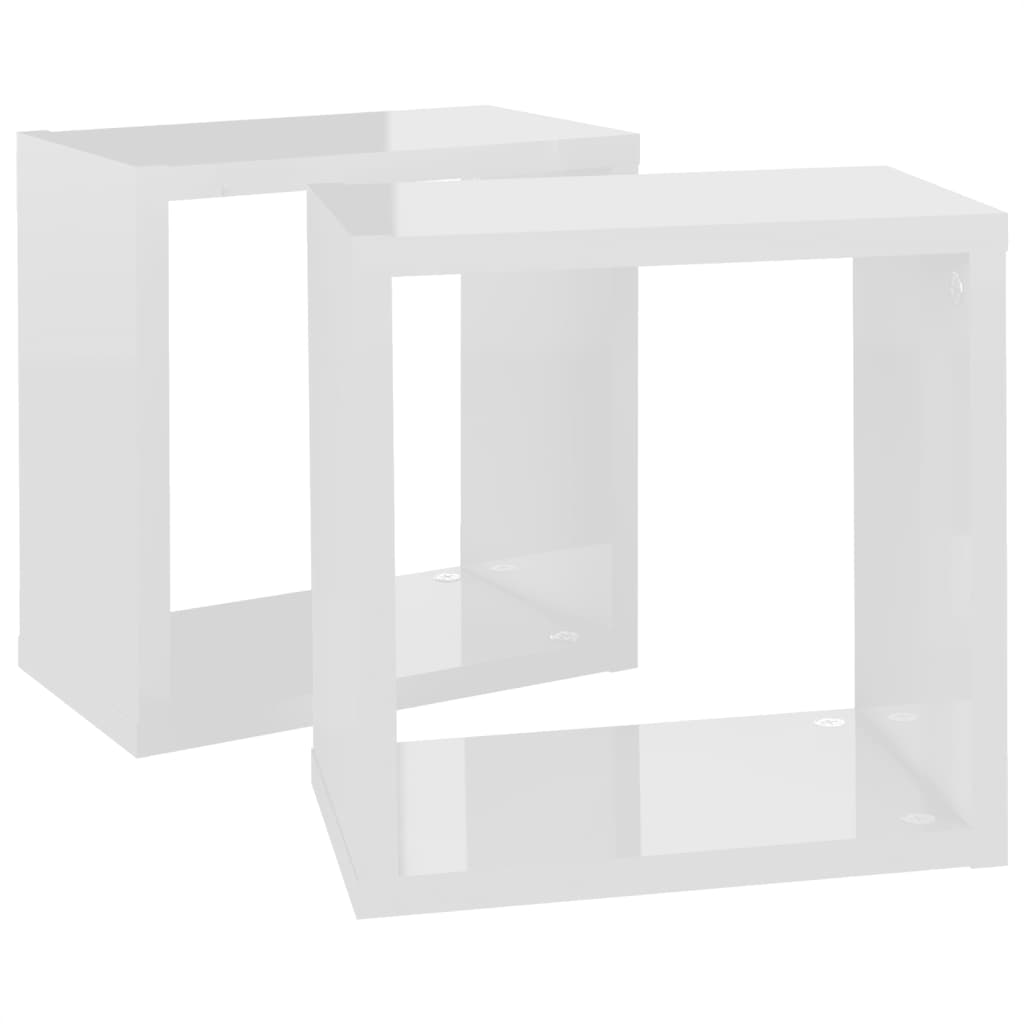 vidaXL Wall Cube Shelves 2 pcs High Gloss White 26x15x26 cm