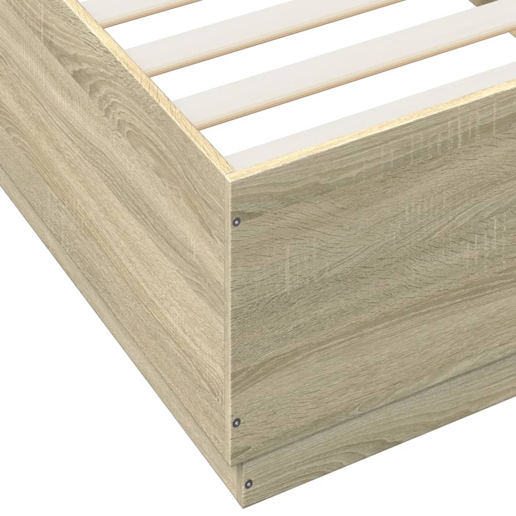 vidaXL Bed Frame with LED Lights Sonoma Oak 90x200 cm Engineered Wood