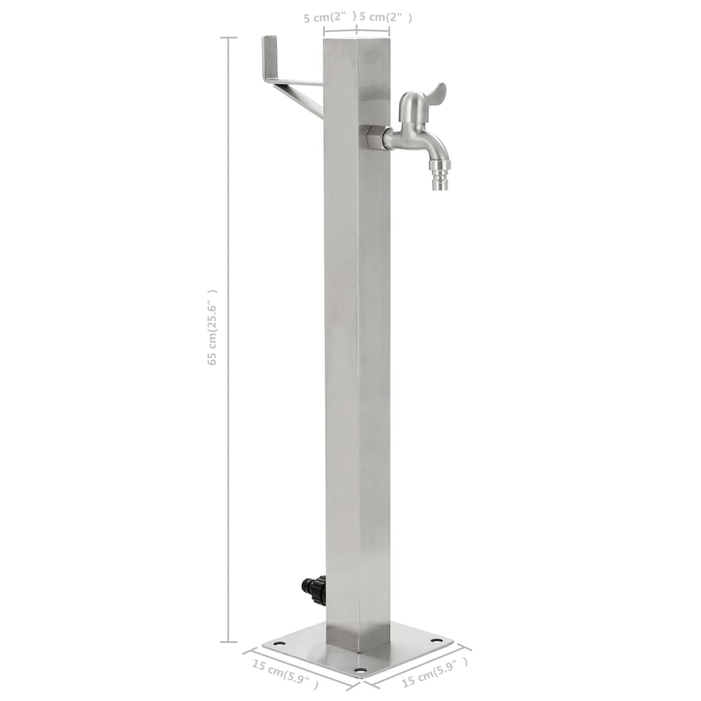 vidaXL Garden Water Column Stainless Steel Square 65 cm