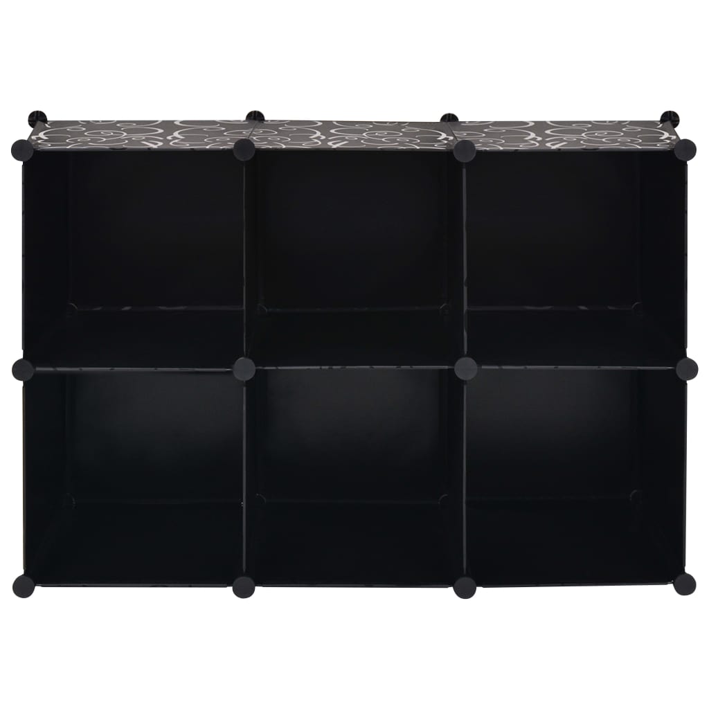 vidaXL Storage Cube Organiser with 6 Compartments Black