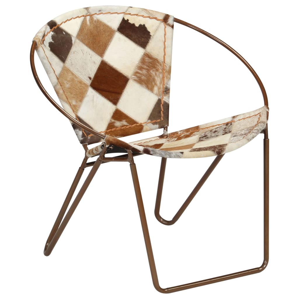 vidaXL Chair Diamond Brown Real Leather