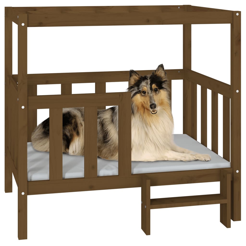 vidaXL Dog Bed Honey Brown 105.5 x 83.5 x 100 cm Solid Wood Pine