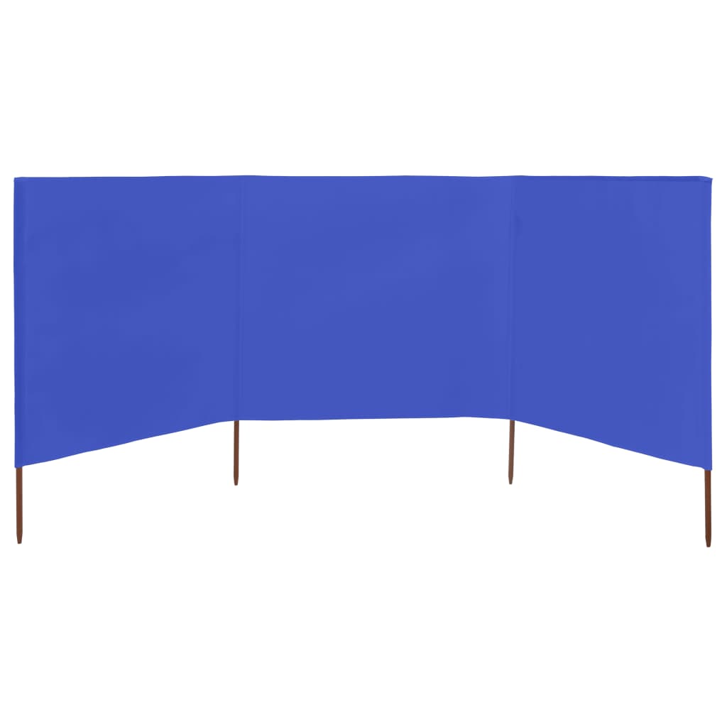 vidaXL 3-panel Wind Screen Fabric 400x80 cm Azure Blue