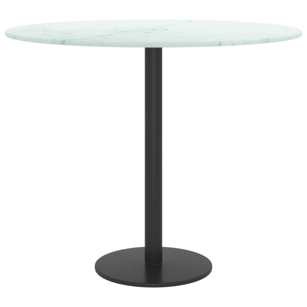 vidaXL Table Top White Ø50x0.8 cm Tempered Glass with Marble Design