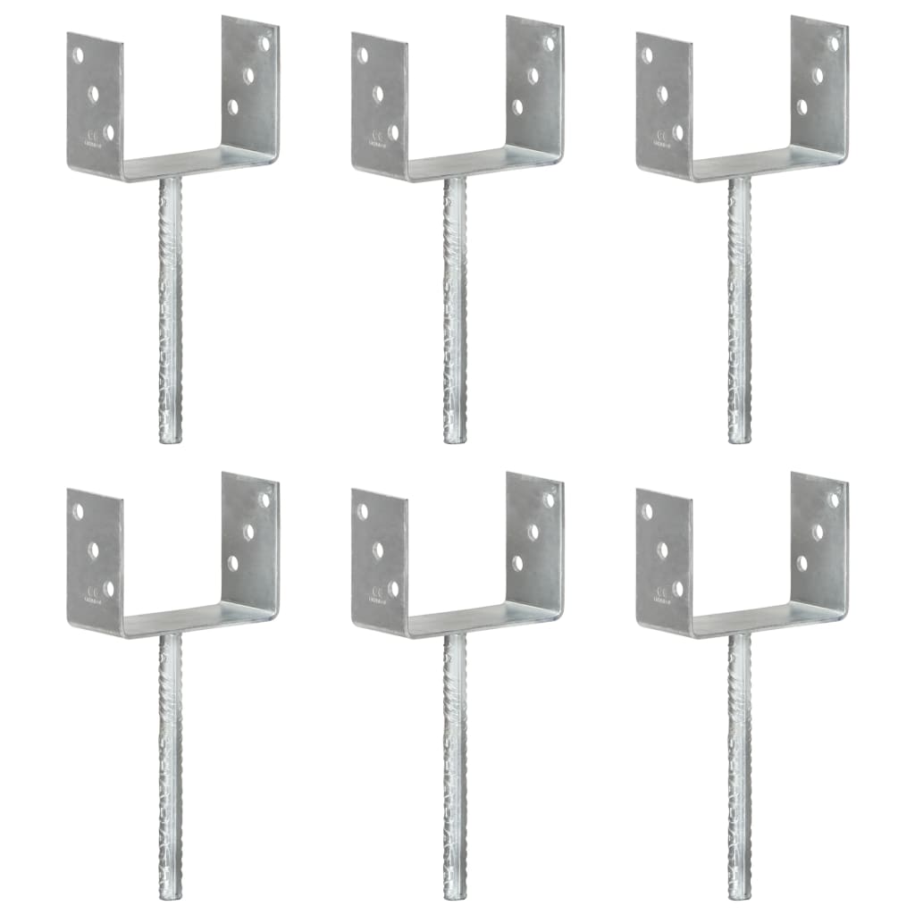 vidaXL Fence Anchors 6 pcs Silver 14x6x30 cm Galvanised Steel