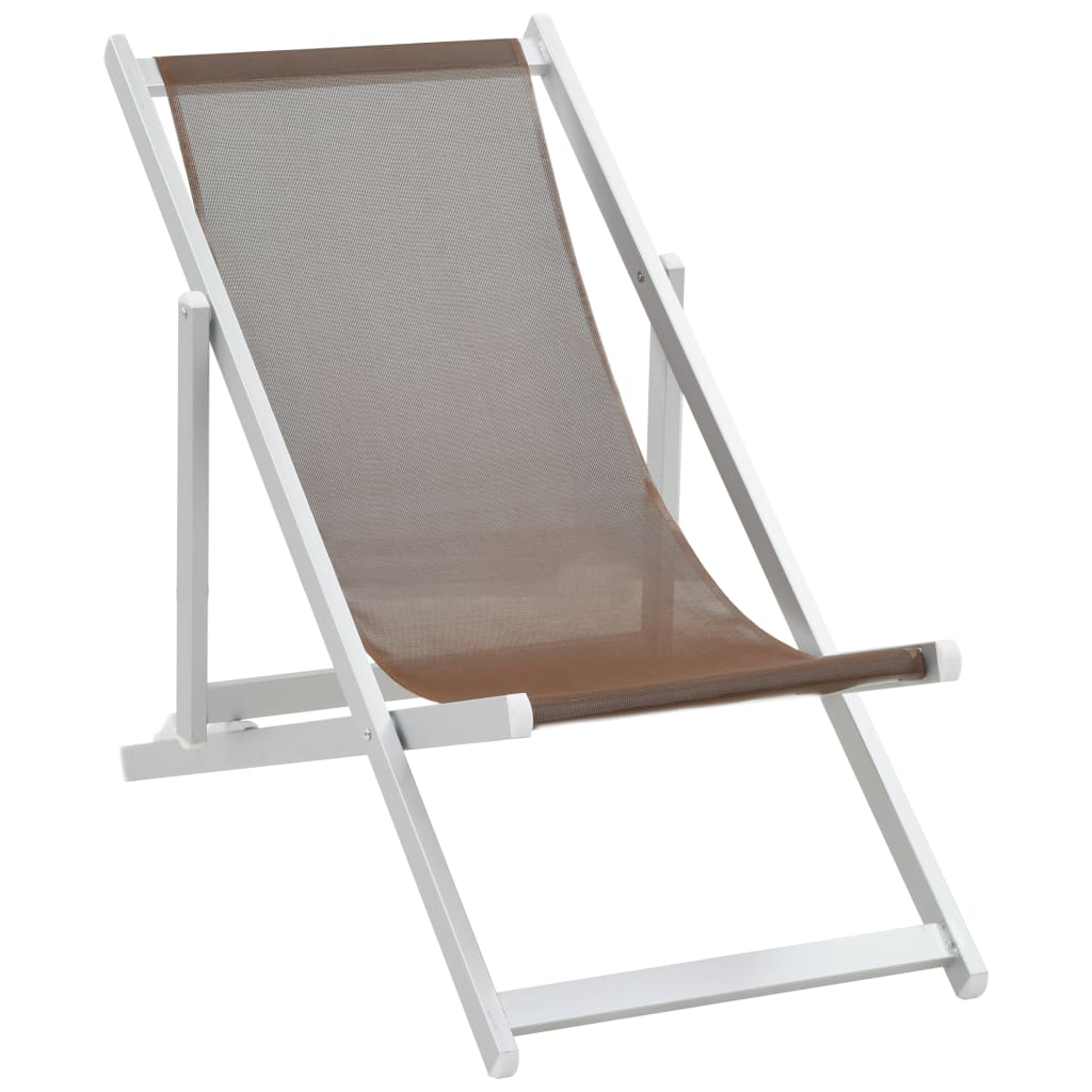 vidaXL Folding Beach Chairs 2 pcs Aluminium and Textilene Brown
