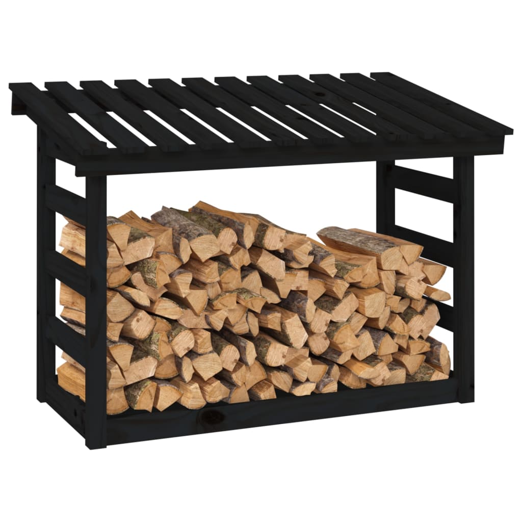 vidaXL Firewood Rack Black 108x64.5x78 cm Solid Wood Pine