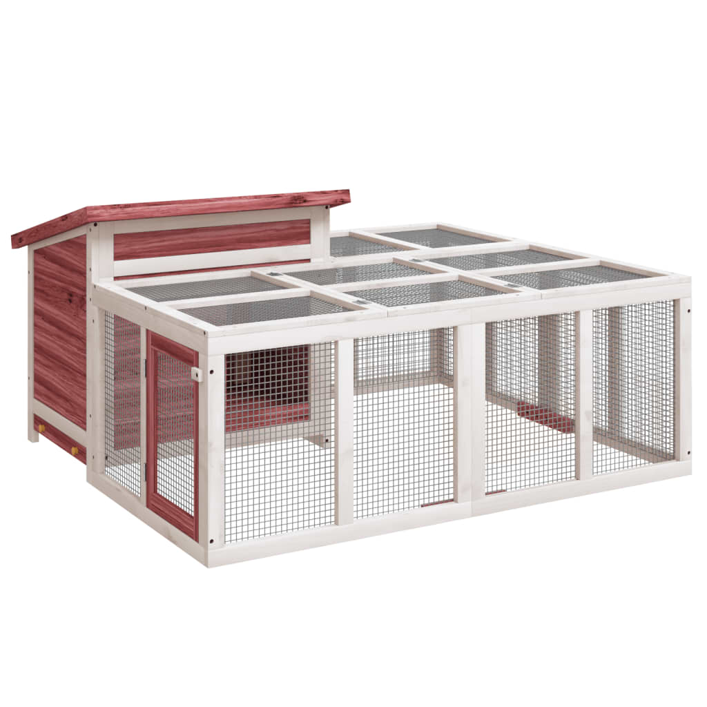 vidaXL Rabbit Hutch Mocha 144x123x67.5 cm Solid Wood Pine vidaXL.co.uk
