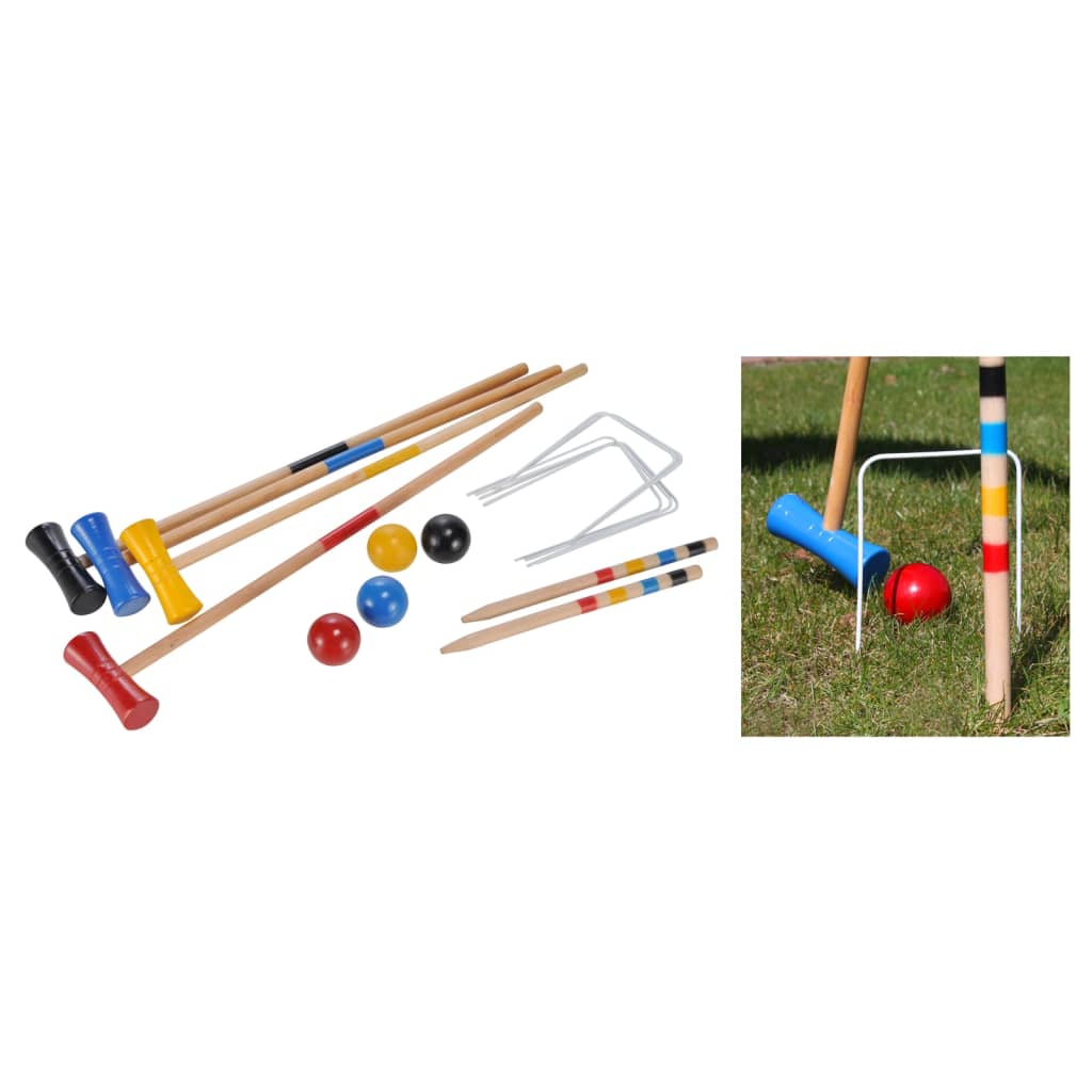 HI 18 Piece Croquet Game for 4 Players Wood