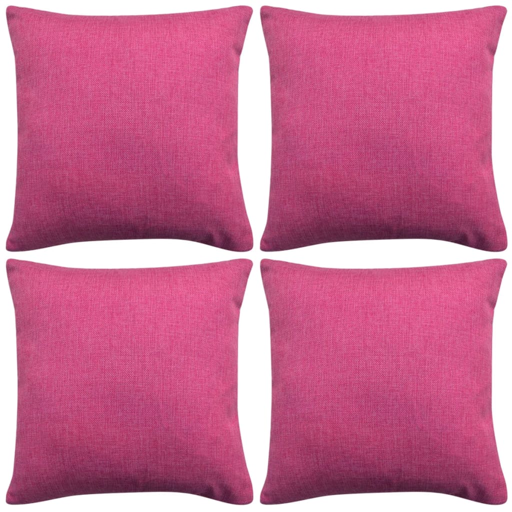vidaXL Cushion Covers 4 pcs Linen-look Pink 80x80 cm