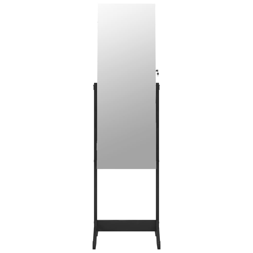 vidaXL Mirror Jewellery Cabinet Free Standing Black 42x38x152 cm