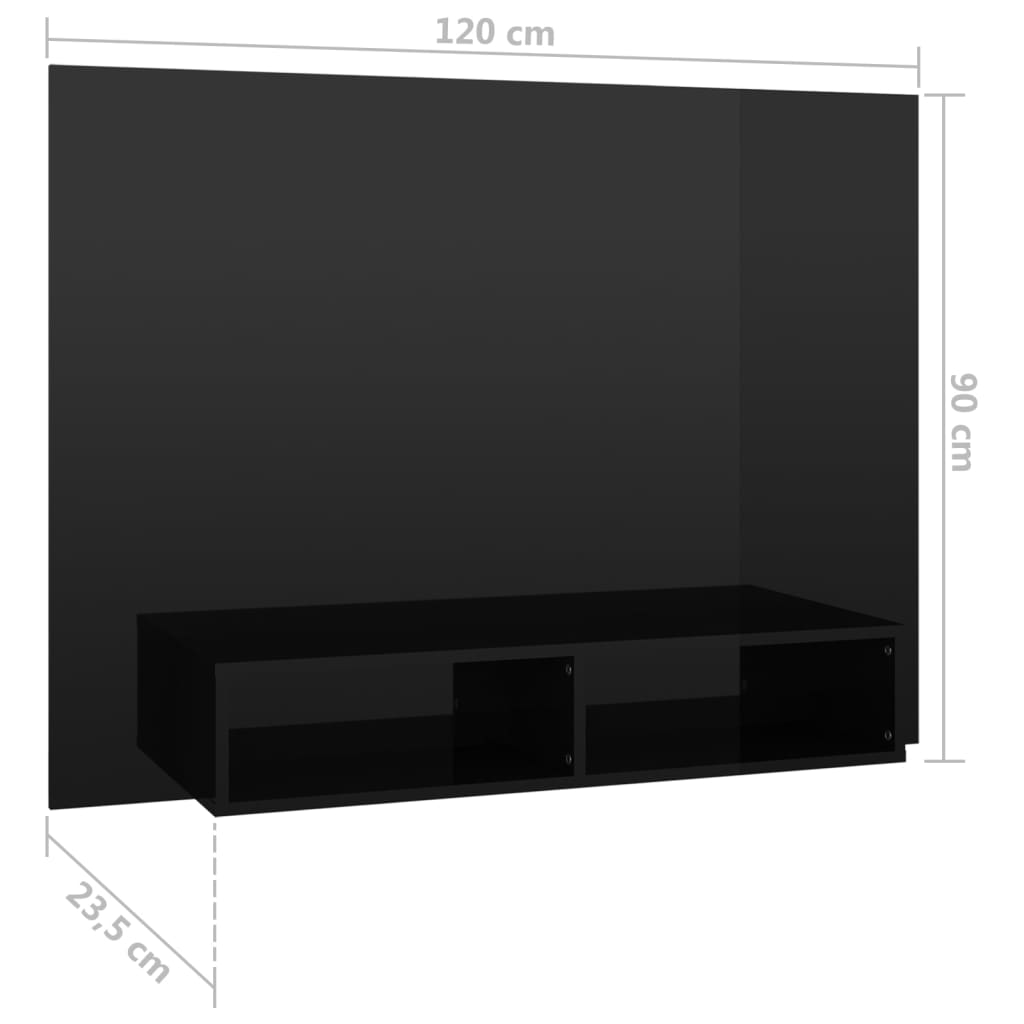 vidaXL Wall TV Cabinet High Gloss Black 120x23.5x90 cm Engineered Wood
