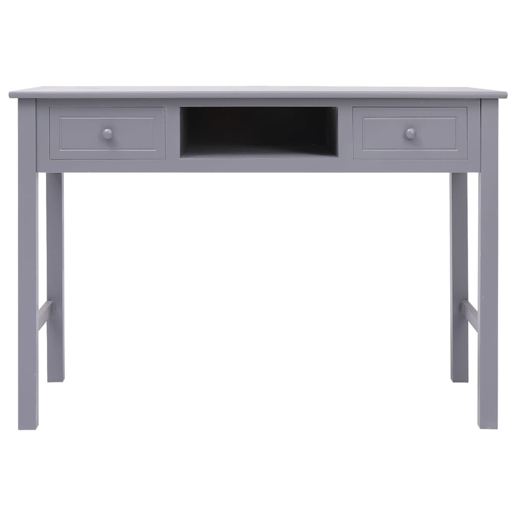 vidaXL Desk Grey 108x45x76 cm Solid Wood Paulownia