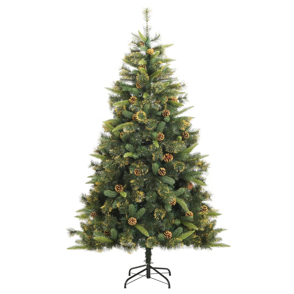 vidaXL Artificial Hinged Christmas Tree with Cones 210 cm