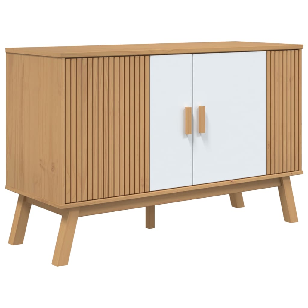 vidaXL Sideboard OLDEN White and Brown 114x43x73.5 cm Solid Wood Pine