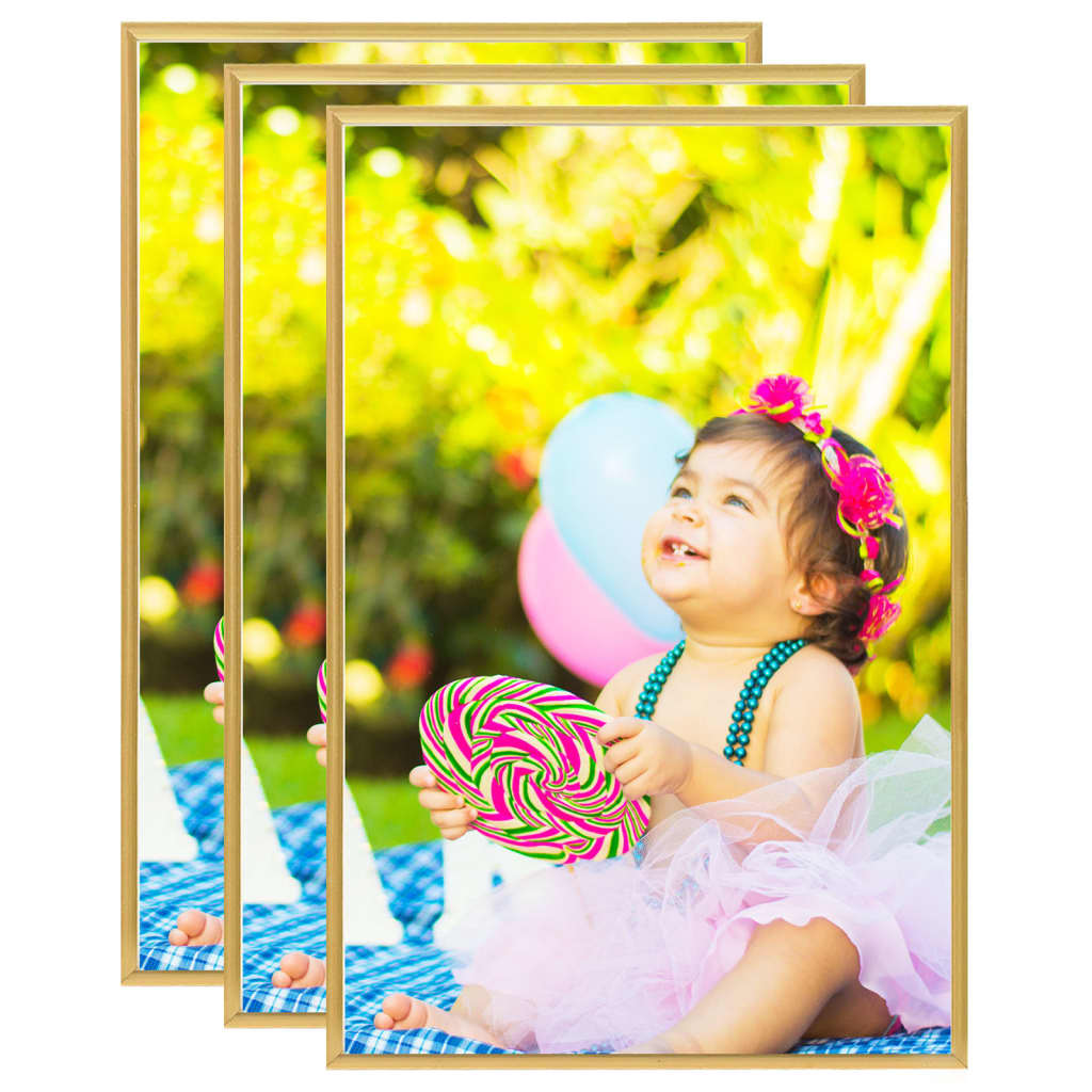 vidaXL Photo Frames Collage 3 pcs for Wall or Table Gold 50x70 cm MDF