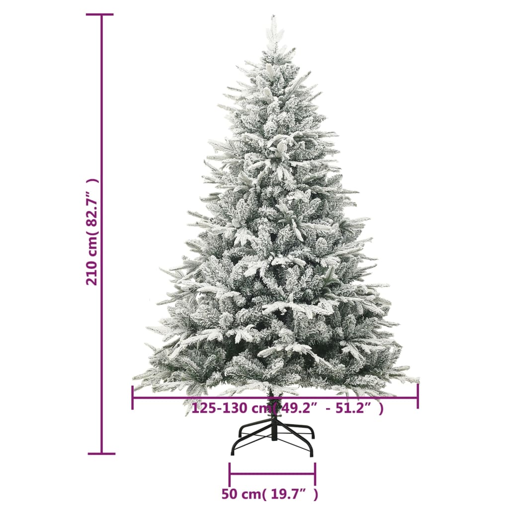 vidaXL Artificial Christmas Tree with Flocked Snow Green 210 cm PVC&PE