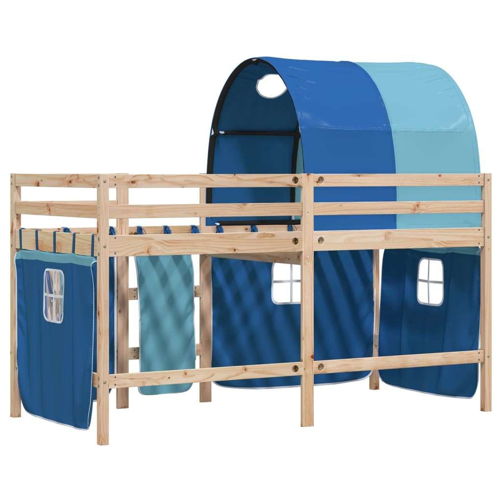 vidaXL Kids' Loft Bed with Tunnel Blue 80x200 cm Solid Wood Pine