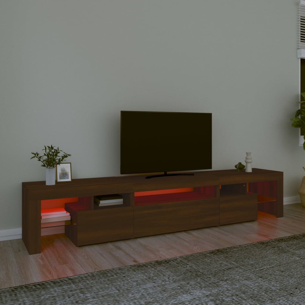 vidaXL TV Cabinet with LED Lights Brown Oak 215x36.5x40 cm
