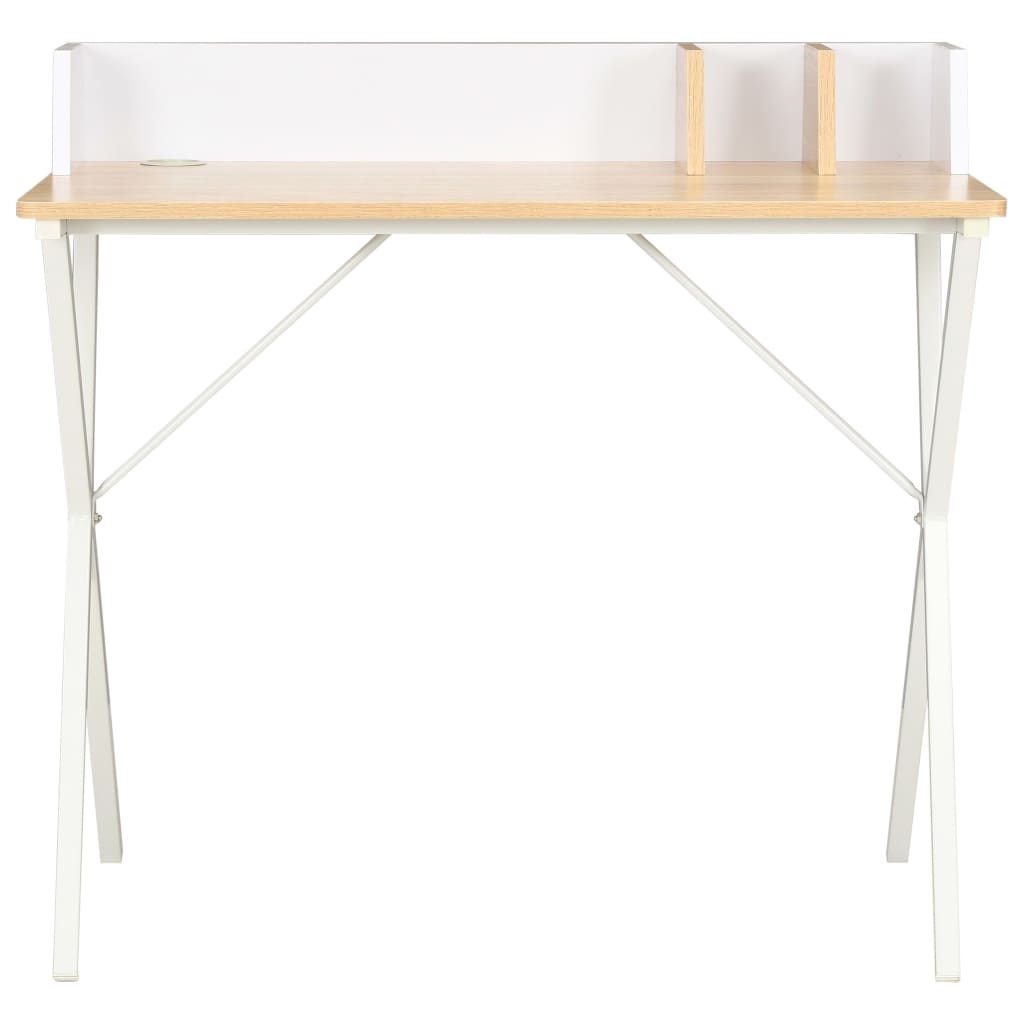 vidaXL Desk White and Natural 80x50x84 cm