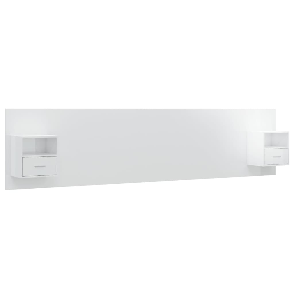vidaXL Bed Headboard with Cabinets High Gloss White Engineered Wood