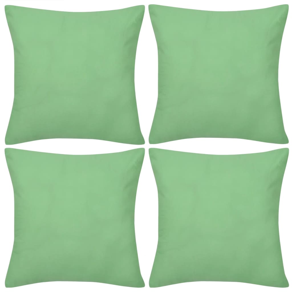 4 Apple Green Cushion Covers Cotton 80 x 80 cm