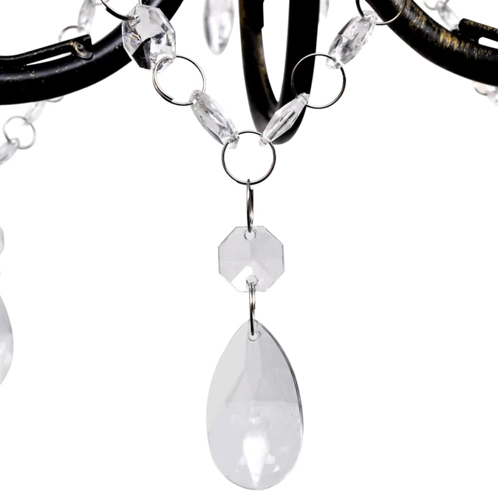 vidaXL Art Nouveau Style Black Chandelier Crystal Beads 3xE14 Bulbs
